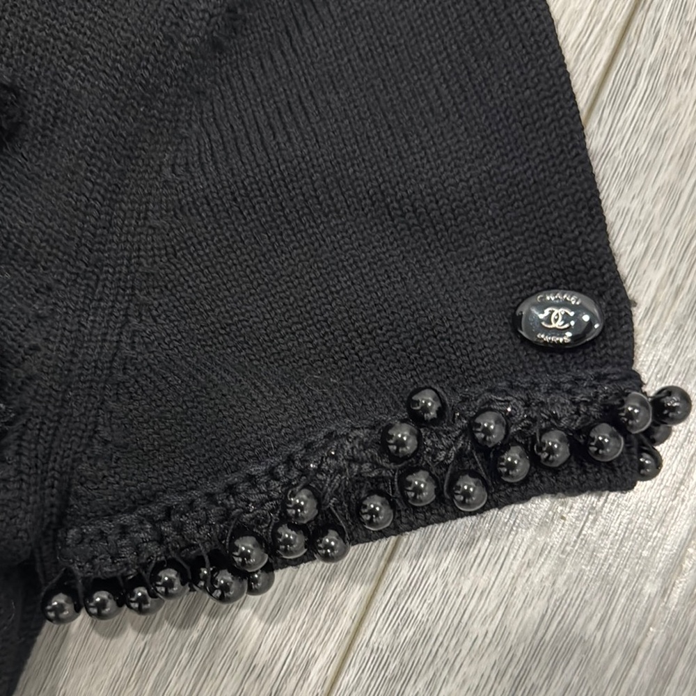 Chanel Black Knit Beaded Sleeve
